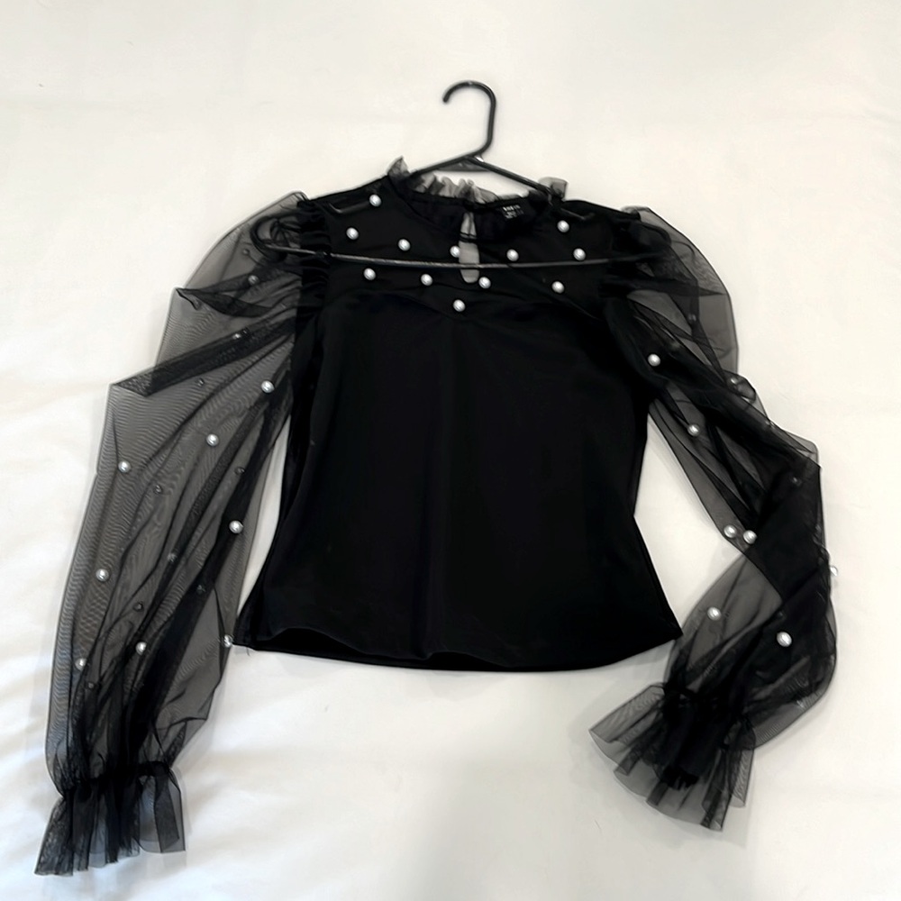 SHEIN Pearl Embellished Top